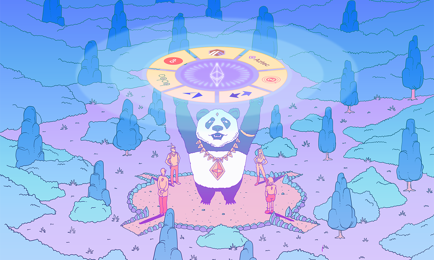 A mad panda scientist working on ethereum