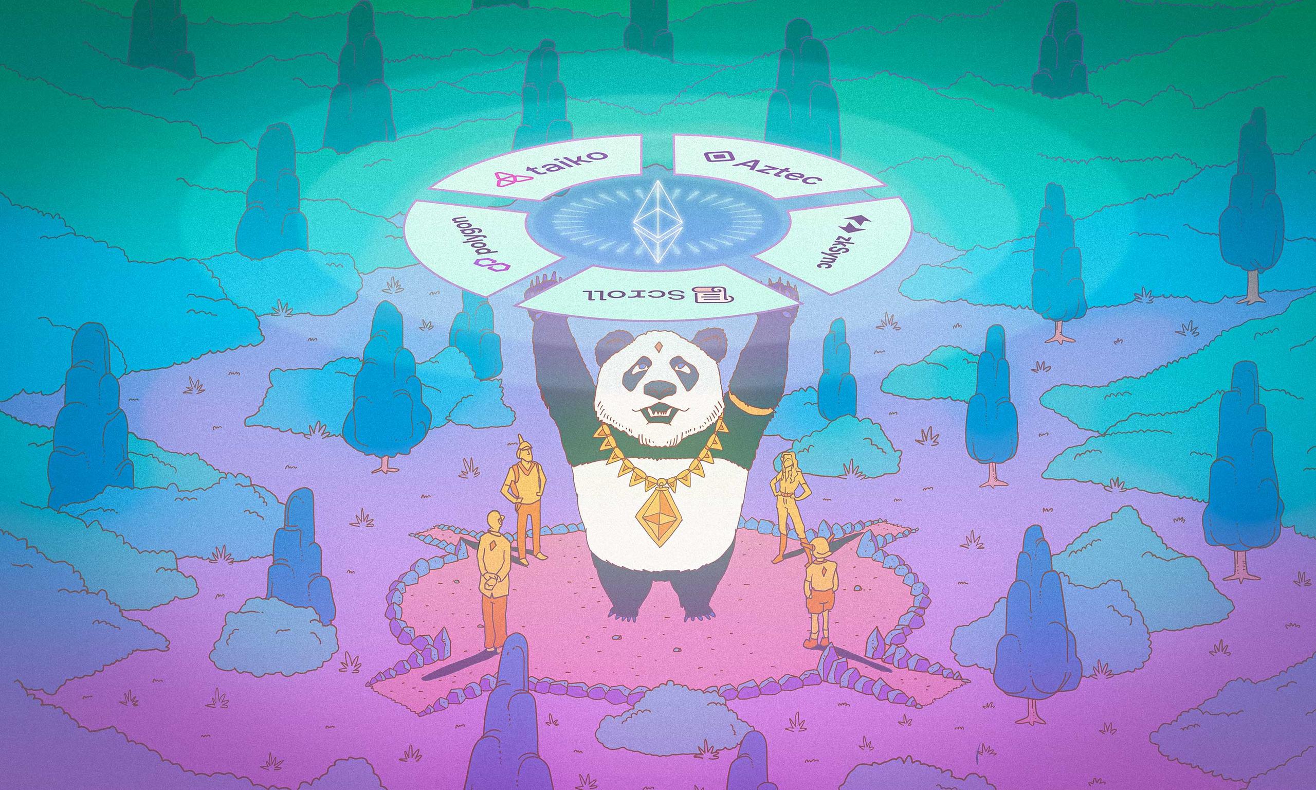 A mad panda scientist working on ethereum